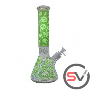 THE SCREAM BEAKER STYLE GLASS WATER PIPE 14inch (GLOW IN DARK) - GREEN